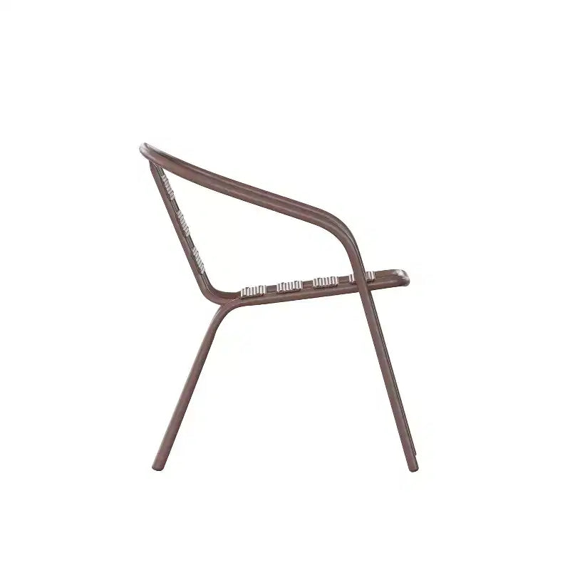 Emma and Oliver 23.5'' Square Glass Top Metal Table with 2 Aluminum Slat Stack Chairs