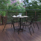 Flash Furniture Lila 31.5'' Square Aluminum Indoor-Outdoor Table Set with 4 Slat Back Chairs