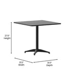 Flash Furniture Lila 31.5'' Square Aluminum Indoor-Outdoor Table Set with 4 Slat Back Chairs
