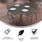 Flash Furniture Lila 31.5'' Square Aluminum Indoor-Outdoor Table Set with 4 Slat Back Chairs
