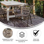 Emma and Oliver 23.75'' Round Glass Top Metal Table with 2 Aluminum Slat Stack Chairs