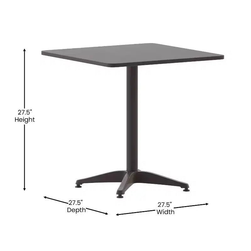 Emma and Oliver 27.5'' Square Aluminum Indoor-Outdoor Table Set with 4 Slat Back Chairs
