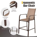 Costway 3 PCS Outdoor Patio Bar Table Stool Set Height Tempered Glass Top