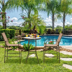 Costway 3 PCS Outdoor Patio Bar Table Stool Set Height Tempered Glass Top