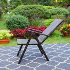Captiva Designs 9pc Spacious Slat Top Square Metal Table with Umbrella Hole & 8 Reclining Foldable Chairs Outdoor Patio Dining Set