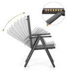 Captiva Designs 9pc Spacious Slat Top Square Metal Table with Umbrella Hole & 8 Reclining Foldable Chairs Outdoor Patio Dining Set