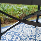 Captiva Designs 9pc Spacious Slat Top Square Metal Table with Umbrella Hole & 8 Reclining Foldable Chairs Outdoor Patio Dining Set