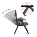 Captiva Designs 9pc Spacious Slat Top Square Metal Table with Umbrella Hole & 8 Reclining Foldable Chairs Outdoor Patio Dining Set