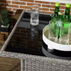 Outsunny 5 Pcs Rattan Wicker Bar Set, High Top Outdoor Table and Chairs with Glass Top, Storage Shelf, and 4 Bar Stools for Poolside