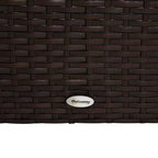 Outsunny 5 Pcs Rattan Wicker Bar Set, High Top Outdoor Table and Chairs with Glass Top, Storage Shelf, and 4 Bar Stools for Poolside