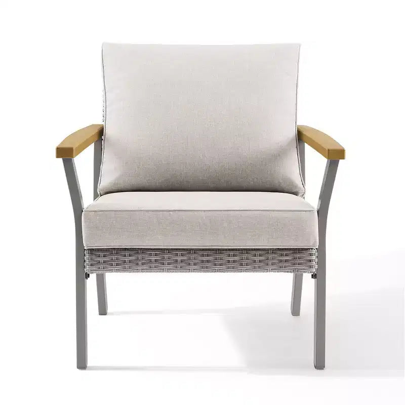 SONGMICS HOME Sencillo Collection - 3 Piece Patio Furniture Set, 2 Lounge Chairs and 1 Coffee Table, Outdoor Furniture, Gray and Beige