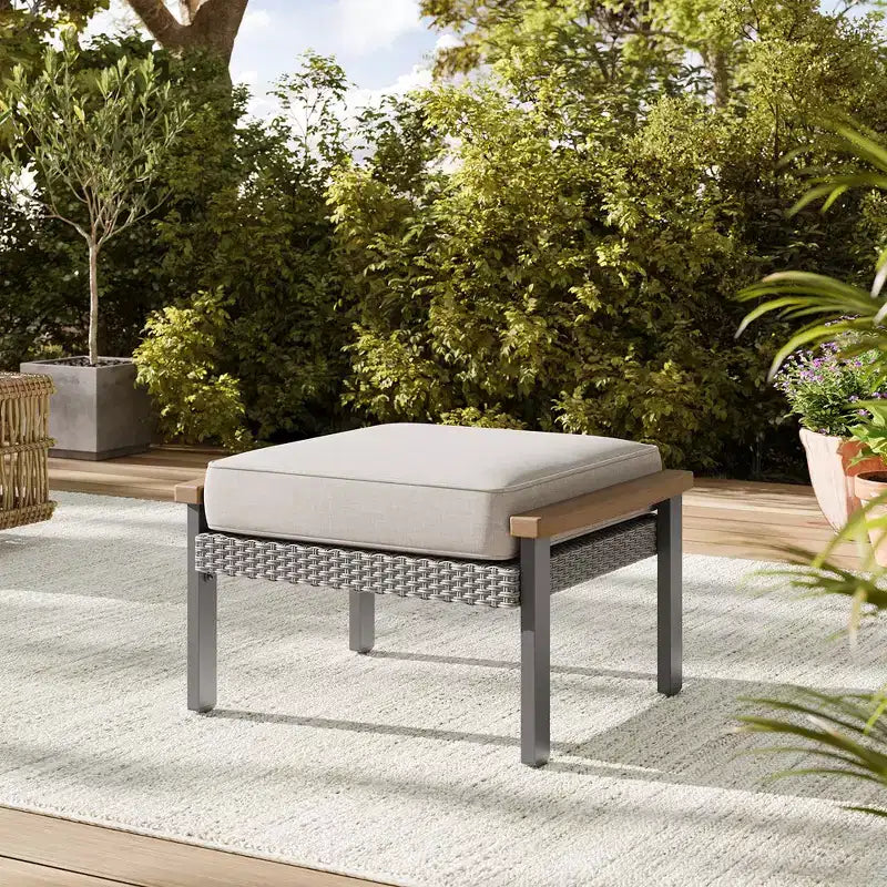 SONGMICS HOME Sencillo Collection - 5 Piece Patio Furniture Set, 2 Lounge Chairs, 2 Ottomans, 1 Coffee Table, Outdoor Furniture, Gray and Beige