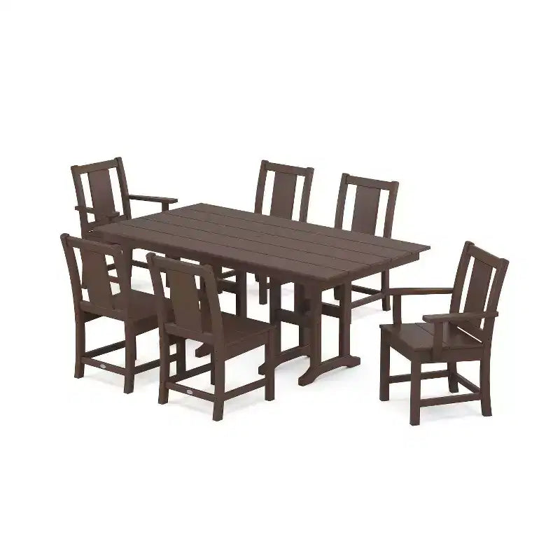 POLYWOOD 7pc Prairie Farmhouse Outdoor Patio Dining Set