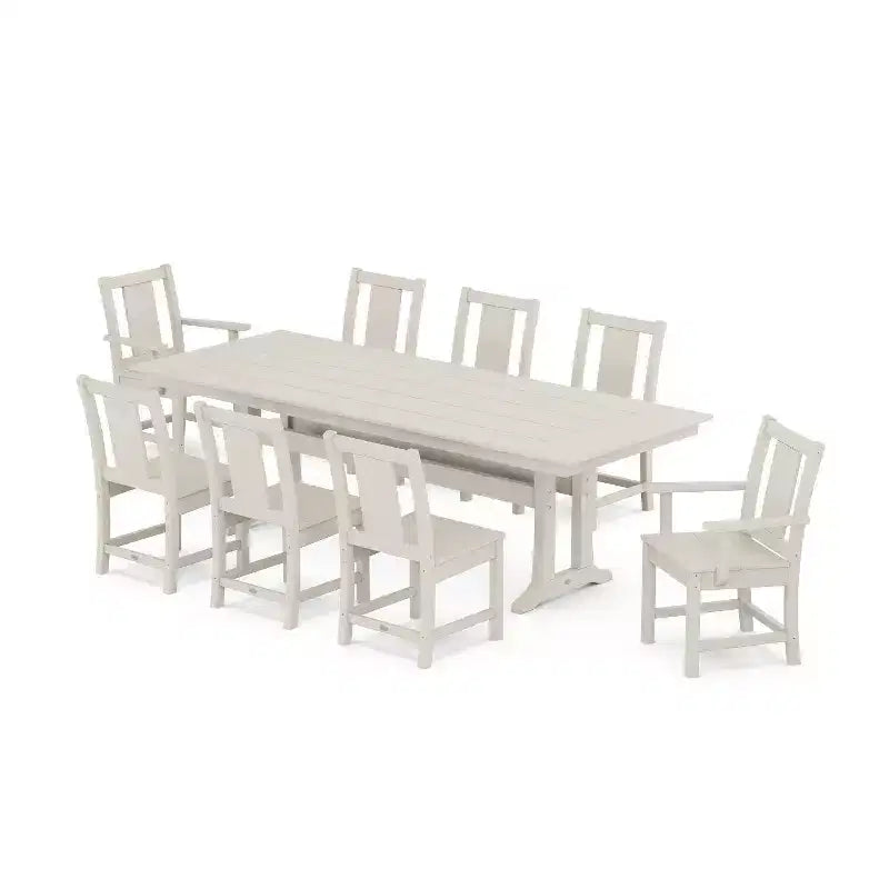 POLYWOOD 9pc Prairie Farmhouse Outdoor Patio Dining Set with Trestle Legs