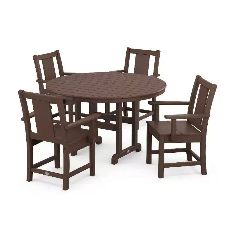 POLYWOOD 5pc Prairie Round Farmhouse Outdoor Patio Dining Set