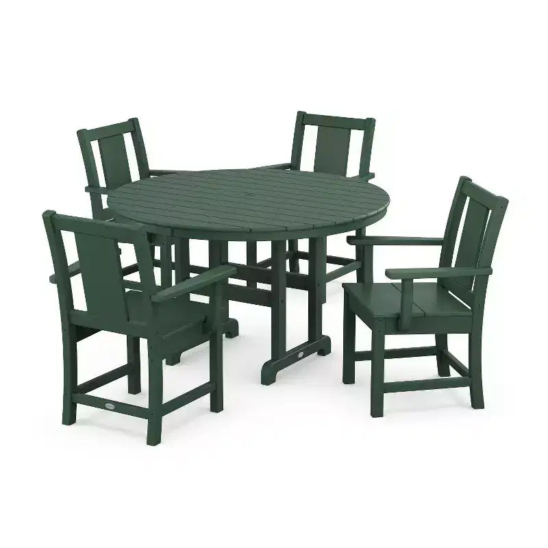 POLYWOOD 5pc Prairie Round Farmhouse Outdoor Patio Dining Set