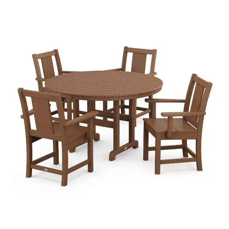 POLYWOOD 5pc Prairie Round Farmhouse Outdoor Patio Dining Set