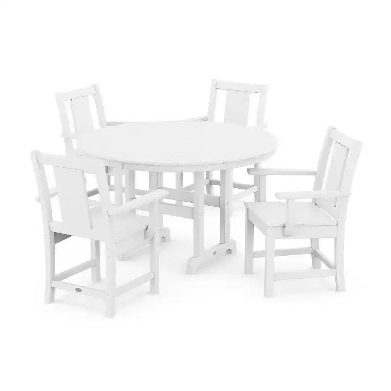 POLYWOOD 5pc Prairie Round Farmhouse Outdoor Patio Dining Set
