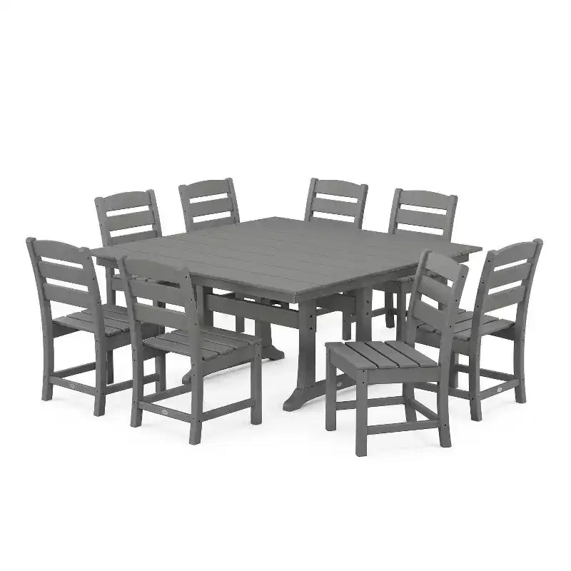 POLYWOOD 9pc Lakeside Farmhouse Trestle Outdoor Patio Dining Set