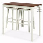 Costway 3-Piece Counter Height Bar Table Set with 2 Stools, 2 Wine Holders White & Walnut