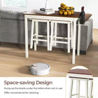 Costway 3-Piece Counter Height Bar Table Set with 2 Stools, 2 Wine Holders White & Walnut