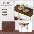 Costway 3-Piece Counter Height Bar Table Set with 2 Stools, 2 Wine Holders White & Walnut