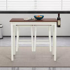 Costway 3-Piece Counter Height Bar Table Set with 2 Stools, 2 Wine Holders White & Walnut