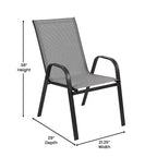 Ensemble de salle à manger de patio commercial Flash Furniture Brazos 7 pièces avec table de patio en verre trempé et 6 chaises avec sièges et dossiers en matériau Flex Comfort