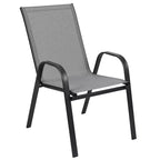 Ensemble de salle à manger de patio commercial Flash Furniture Brazos 7 pièces avec table de patio en verre trempé et 6 chaises avec sièges et dossiers en matériau Flex Comfort