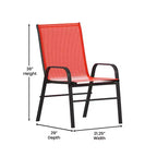 Ensemble de salle à manger de patio commercial Flash Furniture Brazos 7 pièces avec table de patio en verre trempé et 6 chaises avec sièges et dossiers en matériau Flex Comfort