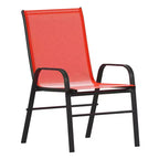 Ensemble de salle à manger de patio commercial Flash Furniture Brazos 7 pièces avec table de patio en verre trempé et 6 chaises avec sièges et dossiers en matériau Flex Comfort