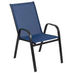 Ensemble de salle à manger de patio commercial Flash Furniture Brazos 7 pièces avec table de patio en verre trempé et 6 chaises avec sièges et dossiers en matériau Flex Comfort