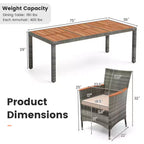Costway 9 Pieces Outdoor Wicker Dining Set with Acacia Wood Table and 8 Armchairs
