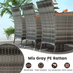 Costway 9 Pieces Outdoor Wicker Dining Set with Acacia Wood Table and 8 Armchairs