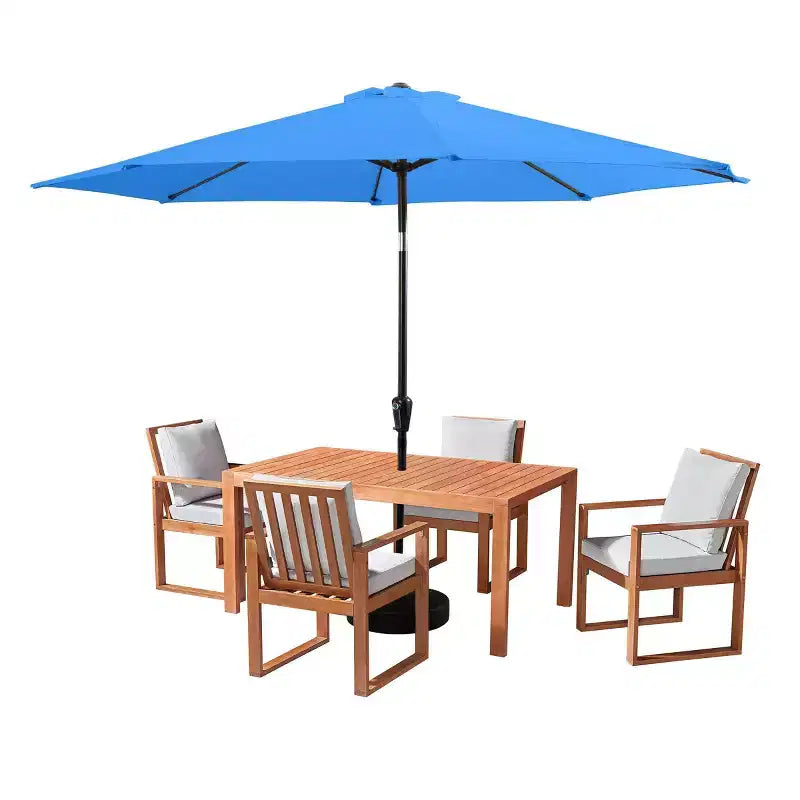 Alaterre Furniture 6pc Outdoor Patio Dining Set, Weston Table with 10' Auto Tilt Umbrella
