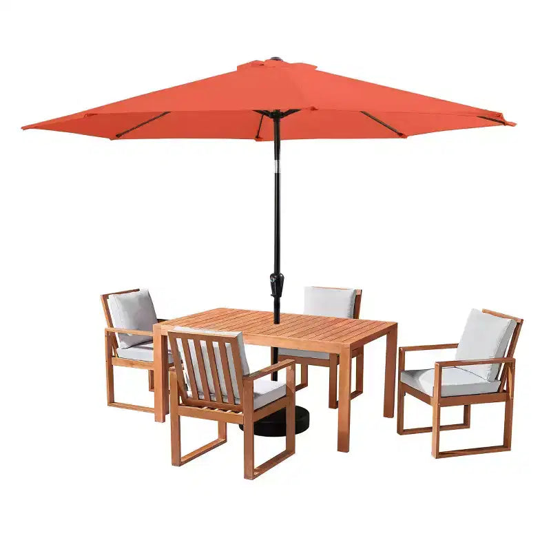 Alaterre Furniture 6pc Outdoor Patio Dining Set, Weston Table with 10' Auto Tilt Umbrella