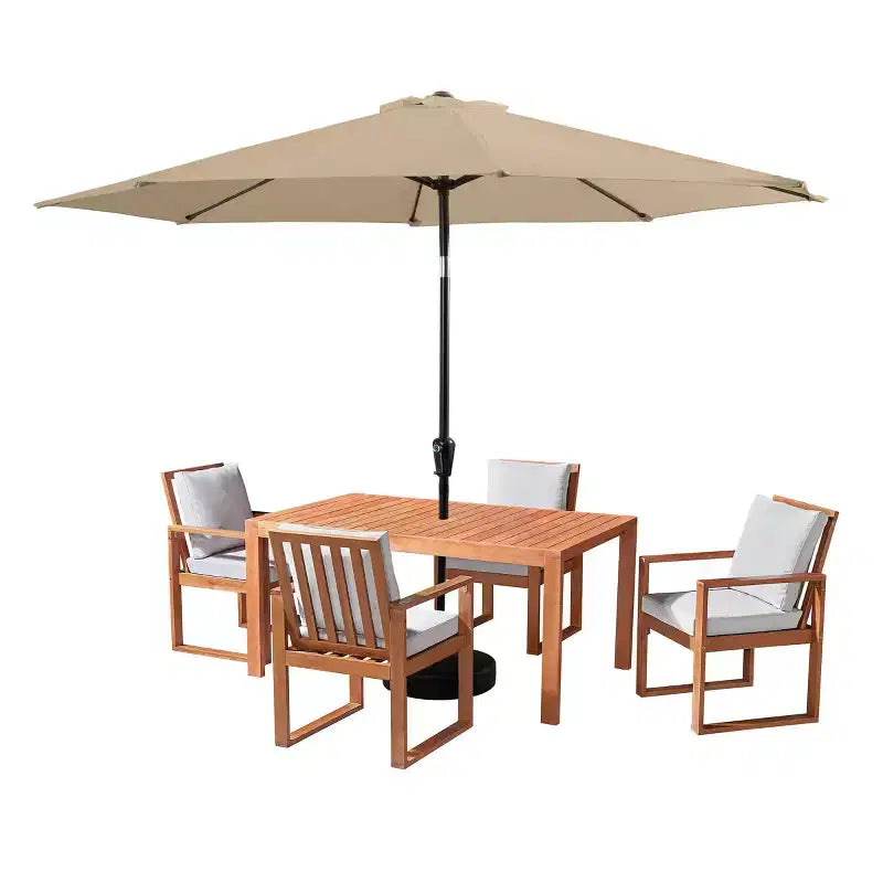 Alaterre Furniture 6pc Outdoor Patio Dining Set, Weston Table with 10' Auto Tilt Umbrella