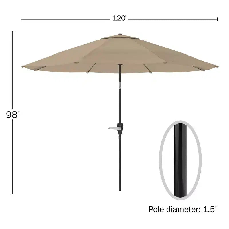 Alaterre Furniture 8pc Outdoor Patio Dining Set, Weston Table with 10' Auto Tilt Umbrella