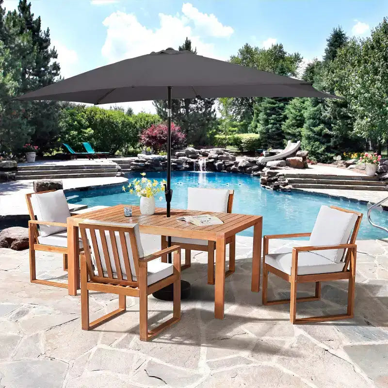 Alaterre Furniture 6pc Outdoor Patio Dining Set, Weston Table with 10' Rectangular Umbrella