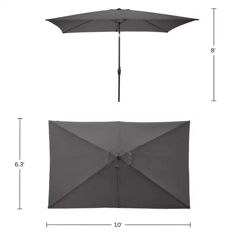 Alaterre Furniture 6pc Outdoor Patio Dining Set, Weston Table with 10' Rectangular Umbrella