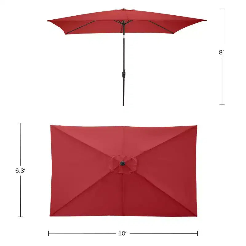 Alaterre Furniture 6pc Outdoor Patio Dining Set, Weston Table with 10' Rectangular Umbrella