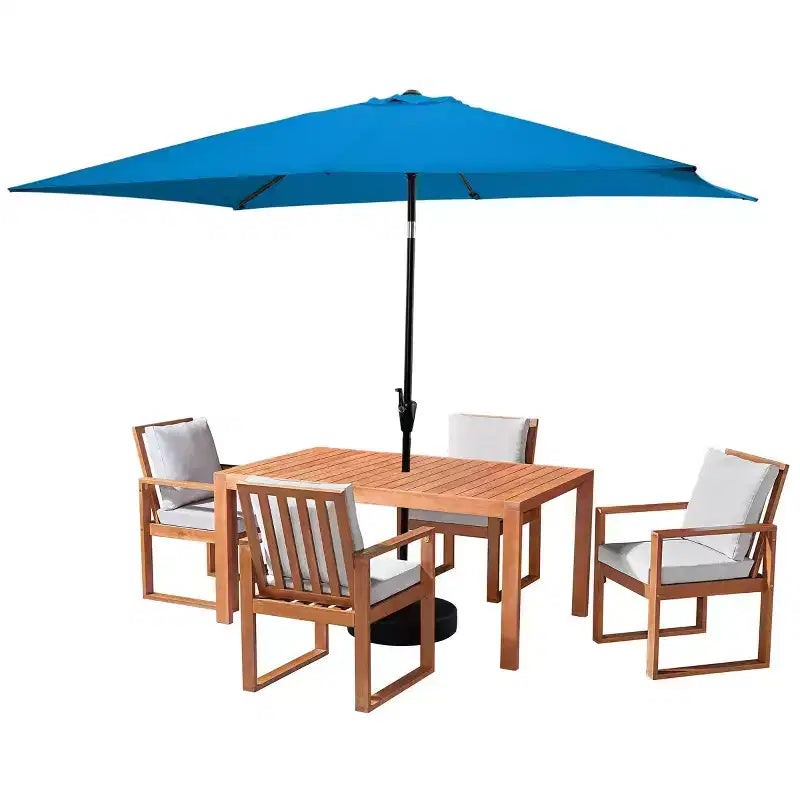 Alaterre Furniture 6pc Outdoor Patio Dining Set, Weston Table with 10' Rectangular Umbrella