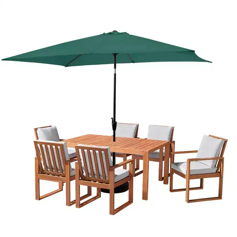 Alaterre Furniture 8pc Outdoor Patio Dining Set, Weston Table with 10' Rectangular Umbrella