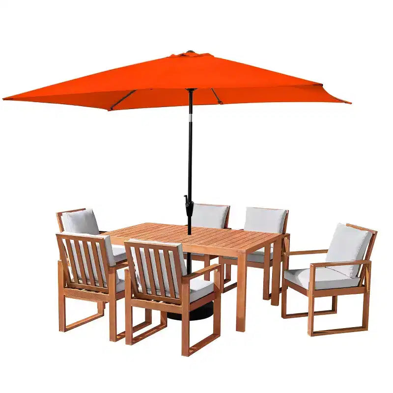 Alaterre Furniture 8pc Outdoor Patio Dining Set, Weston Table with 10' Rectangular Umbrella