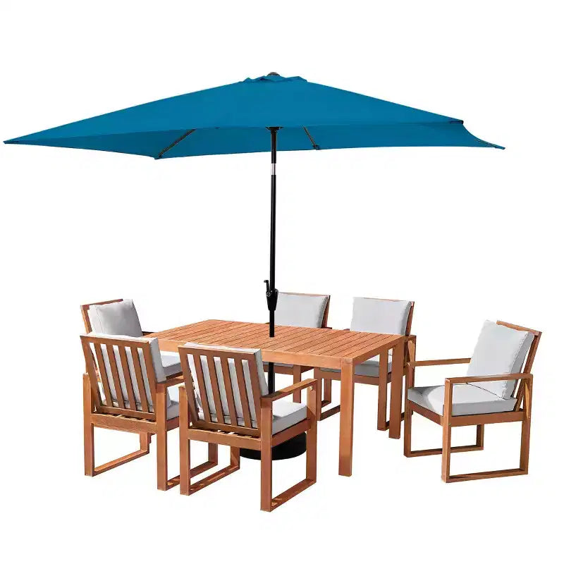 Alaterre Furniture 8pc Outdoor Patio Dining Set, Weston Table with 10' Rectangular Umbrella