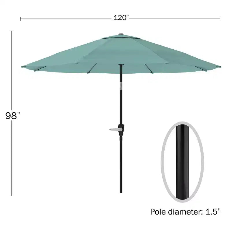 Alaterre Furniture 6pc Outdoor Patio Dining Set, Okemo Table with 10' Auto Tilt Umbrella