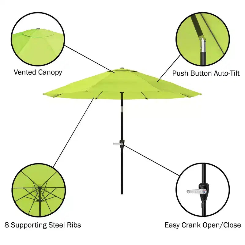 Alaterre Furniture 6pc Outdoor Patio Dining Set, Okemo Table with 10' Auto Tilt Umbrella