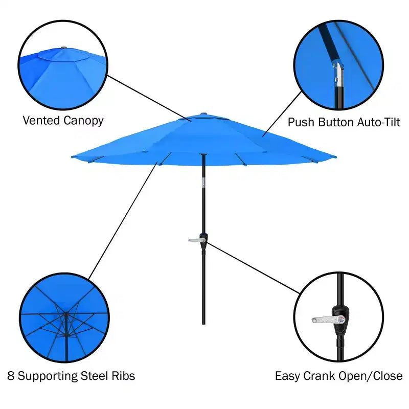Alaterre Furniture 6pc Outdoor Patio Dining Set, Okemo Table with 10' Auto Tilt Umbrella