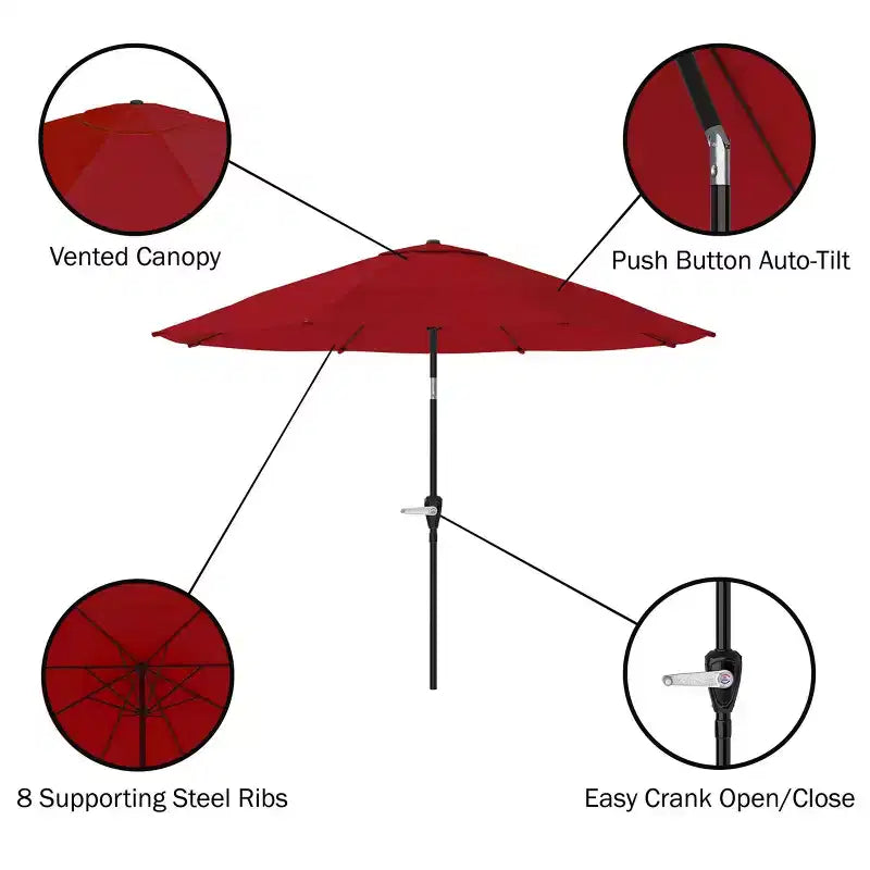 Alaterre Furniture 6pc Outdoor Patio Dining Set, Okemo Table with 10' Auto Tilt Umbrella