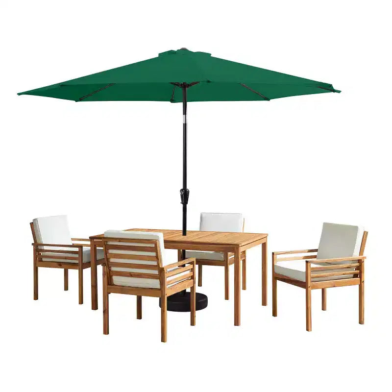 Alaterre Furniture 6pc Outdoor Patio Dining Set, Okemo Table with 10' Auto Tilt Umbrella